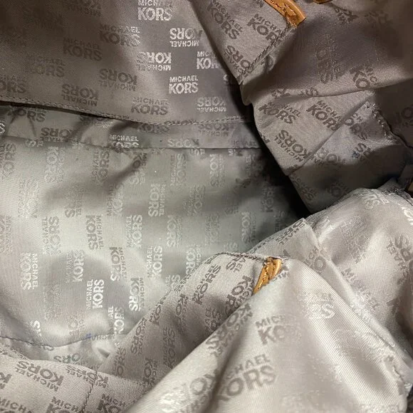 VINTAGE Michael Kors ASTOR BRAID Handbag Camel Leather Grommet Satchel Y2K - Picture 14 of 15